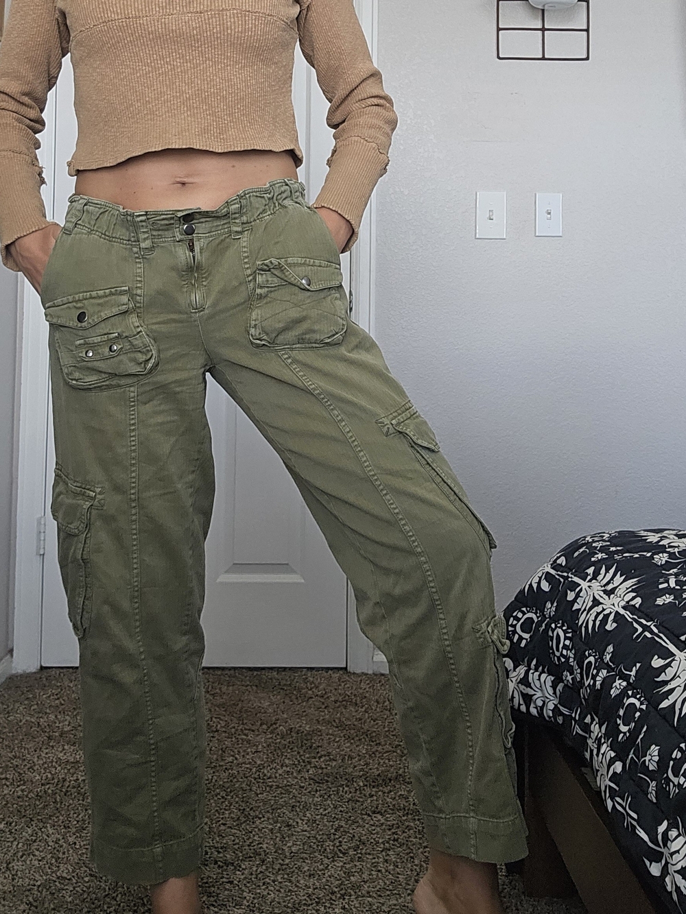 Free People Cargo Pants in Olive Green — Relaxed Utility Style